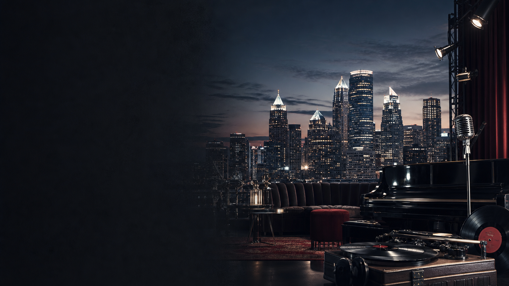 Atlanta skyline and music stage