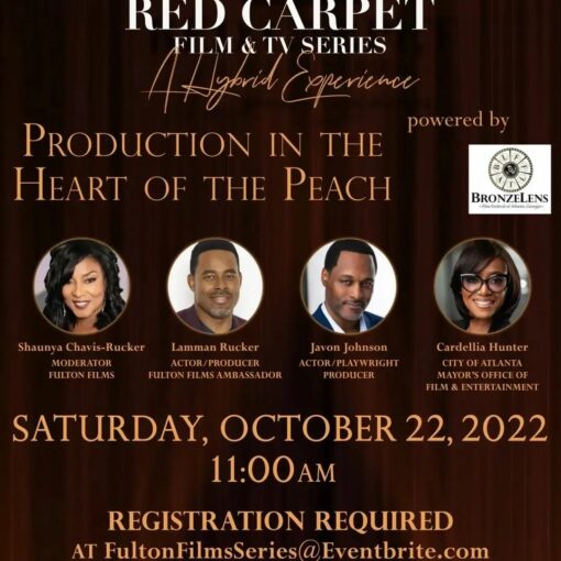 Reposted from @fultonfilmsga Our Red Carpet Film & TV Series Virtual Experience will include expert panels, film benefits and more! Join us for "Production in the Heart of the Peach" powered by @bronzelens with @lammanruckerofficial @iamjavonjohnson @cardellia_hunter 👉🏽Register NOW! Visit the link in our Instagram bio or FultonFilmsSeries.Eventbrite.com. ° ° #Fultonfilms #FultonCountyFilmsOffice #Share #Students #Professionals #REDCarpetFilmandTVSeries #FilmFestival #Film #TV #Acting #AtlantaFilmFestivals #Screenings #Workshops #FilmTVInfluencers #Executives #FreeFilmFestival
