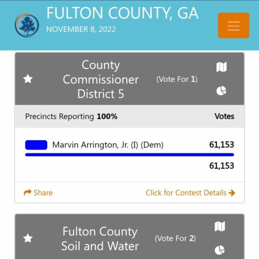 Thank you, Thank you, Thank you Fulton County and the residents of the current and new District 5. It is my honor to serve the citizens of Fulton County as Commissioner. #SelectFulton #MarvinArringtonJr #CommissionerArrington #FultonCounty