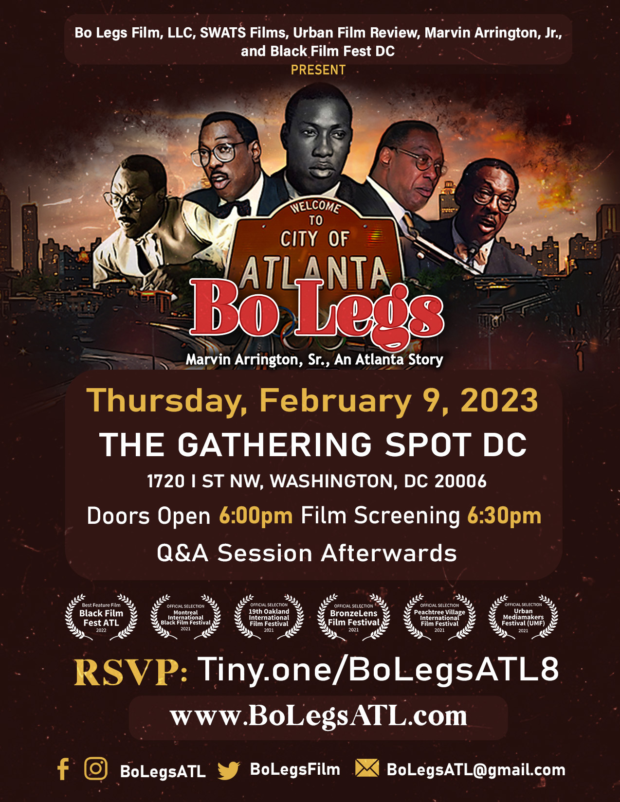 Get tickets for the Bo Legs Screening on Feb. 9 at The Gathering Spot DC! Doors open at 6:00pm. Screening starts at 6:30pm. Get tickets: https://tiny.one/BoLegsATL8 Learn more about the documentary, see behind the scenes footage, and discover new history highlights at BoLegsATL.com . @urbanfilmreview @marvinarringtonjr @docujourney_productions @cutclosefilms @shoot2films @ricmathis #BlackHistoryMonth #OldAtlanta #WashingtonDC #DC @bolegsatl #BoLegs #BoLegsFilm #MarvinArringtonSr #Legacy #ATL #Atlanta #History #BlackHistory #Cinema #BlackCinema #Feature #Featured #FilmCommunity #FilmEdit #Film #Director #Georgia #Feature #IndieFilm #Documentary #Viewing #Independent #Indiefilm #Premiere #Streaming #SWATS