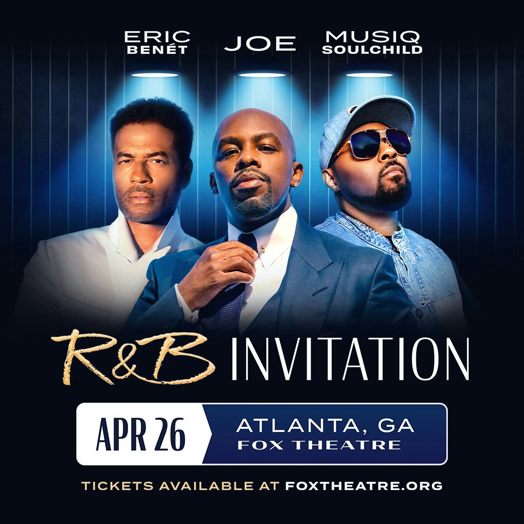Experience a night of timeless R&B at the Fox Theatre. Joe, Eric Benét, and Musiq Soulchild bring the ultimate love song lineup live on April 26. The perfect gift for any R&B lover. Secure tickets now for an unforgettable evening filled with soulful melodies and classic hits. Tickets available now at foxtheatre.org. #joemusic #musiqsoulchild #ericbenet #rnbmusic #foxtheatreatlanta #thingstodoinatlanta #rnbconcert #lovesongs #valentineideas