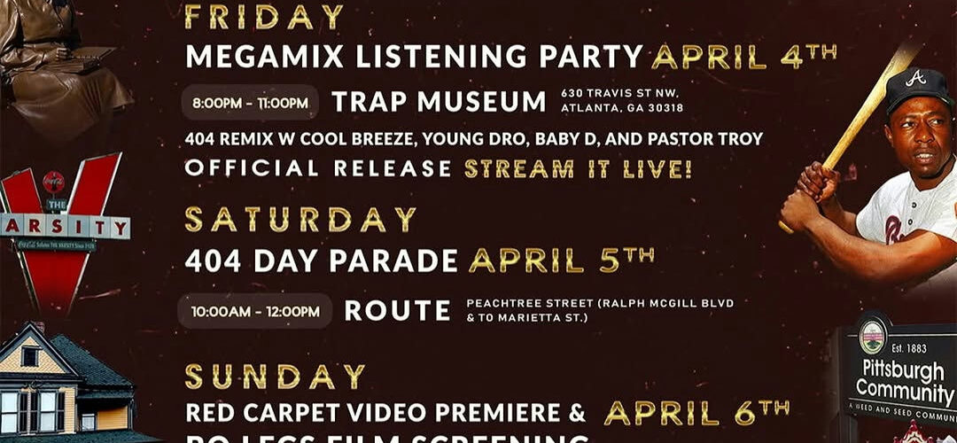 Gear up for an extraordinary celebration of culture, history, and music with the Old Atlanta 404 Day Weekend Event Calendar. Over the course of four thrilling days, Atlanta is set to showcase its legendary legacy with a series of dynamic events that capture the spirit of the city. Kick off the festivities on Friday at the Trap Music Museum with an enthralling Old Atlanta Listening Party, where the beats of the city’s past and present unite. On Saturday, take part in the vibrant atmosphere of the 404 Day Parade, featuring the highly anticipated Old Atlanta Float. Sunday brings the glitz and glamour of the Red-Carpet Video Premiere at The Tara Atlanta, including a special screening of the Bolegs ATL film. Conclude the weekend on Monday with New Music Monday at Coalition DJs ATL, spotlighting an electrifying Old Atlanta performance. It’s a celebration not to be missed, immersing attendees in the heart and soul of what makes Atlanta so iconic. To be part of this incredible lineup, register via the provided contact number 770.896.5685 for more information on securing your place at these events. They welcome all who appreciate the legacy and ongoing influence of Old Atlanta to join the festivities. Don’t miss the opportunity to celebrate four unforgettable days Media Credit: Tia Culver PR