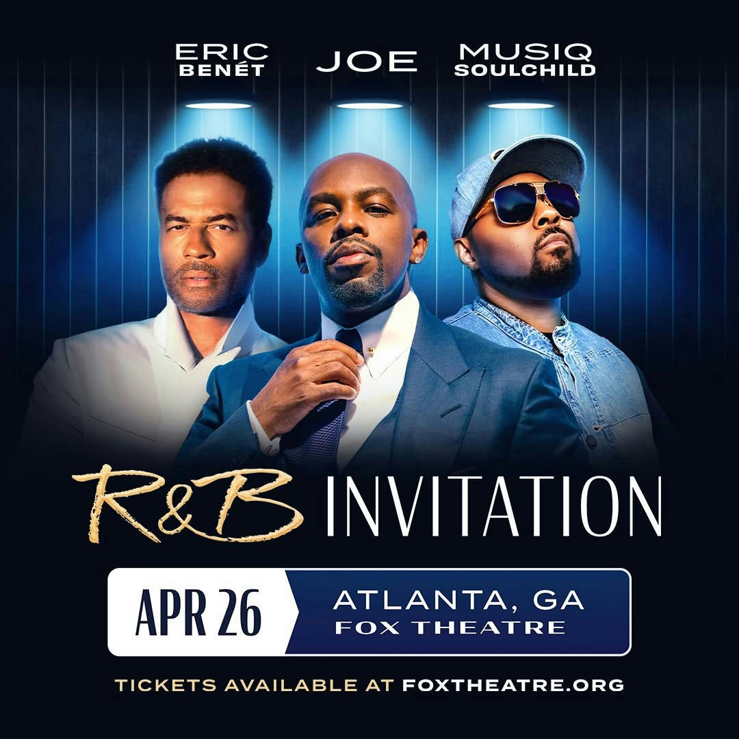 Prepare for an enchanting evening of timeless R&B as the majestic Fox Theatre hosts Joe, Eric Benét, and Musiq Soulchild live on April 26. This stellar lineup promises a night filled with the soothing rhythms and heartfelt lyrics of some of the most beloved artists in the genre. A perfect gift for any R&B aficionado, the concert guarantees an unforgettable experience brimming with soulful melodies and classic hits that have defined love songs for generations. Set against the beautiful backdrop of the Fox Theatre, this event is not just a concert—it's a celebration of love and music that will resonate with the heart and soul. To secure your tickets for this exceptional evening, visit foxtheatre.org where they provide easy access to purchasing options. Don't miss the opportunity to witness these legendary performances live. Join them for a night of musical magic that promises to be the highlight of your concert-going experiences. Media Credit: SWATS Enterprises LLC